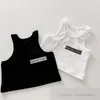 INS Kinder Brief gedruckt Tank Top Mode Mädchen Strass ärmellose Tops 2024 Sommer Kinder Baumwolle All-Matching Weste S1148