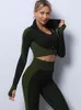 Lu Align Woman Seamless 23st Set Women Workout Outfits Sportswear Gym Fitness Long Sleeve Crop Top High Midist Leggings Sports Suits Jogger Jogger Gry Lemon Lady Gry S