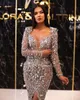 Sparkly Mermaid Prom Dresses Shining Sequined Long Sleeves Side Split Sweep Train Lining Backless Zipper Custom Made Formal Party Dress Vestido De Noite