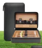 Cigarrtillbehör Portable Cedar Wood Cigar Humidor Leather Wrap Travel Case 4 Cigars Box Storage Humidors Humidifier Accessories 1771402