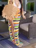 Sukienki dziwne cipki kolorowy szydełko maxi spódnica kobiet bandaż bandaż high otwarty split letnie plaż