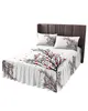 Saia de cama ramo preto flor vermelha branco elástico colcha com fronhas capa colchão conjunto cama folha