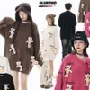 FUREMO | Autumn/winter New Fun Cartoon Little Bear Doll Knitwear Letter Jacquard Round Neck Loose Sweater Trendy