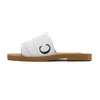 designer sandali donne pantofola Mules piatta diapositive beige bianco nero Lettering Tessuto pantofole di tela