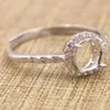 Cluster Rings 4mm-6mm Semi Mount Ring Adjustable Sterling Silver Empty Blank S925 Setting Base Holder Without Main Stone For DIY Inlay