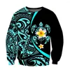 Sweats à capuche pour hommes HX Splicing Hommes Sweat-shirt 3D Graphique Pohnpei Tribu Polynésienne Tatouage Imprimé Floral Sweatshirts Casual Harajuku Vêtements