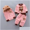 Kläder sätter barnkläder Autumn Winter Wool Toddler Boys Set Cotton TopsAddvestAddpants 3st Kids Sports Suit for Baby 201127 Dr DH9UJ
