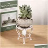 Arts And Crafts Mini Floor Standing Three Legged Potted Plant Indoor Office Desk Succent Pot Rack European Style Living Room Balcony Dhj5N