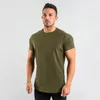 Été solide coton à manches courtes T-shirt hommes vêtements de sport mode plaine hauts moulants t-shirts sport musculation Fitness T-shirt hommes 240229