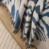 Ins окрашенная пряжа тканая на открытом воздухе пляжное одеяло для пикника скандинавское абстрактное искусство гобелен жаккардовое одеяло для дивана-кровати диван-полотенце 240229