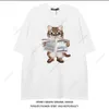 T-shirt z krótkim rękawem Męskie trend kreskówki swobodny luźne street hip-hop zaokrąglenia letnia ćwiartka pary koszulka