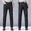 Jeans pour hommes 2024 classique affaires coton confortable élastique lâche pantalon en denim droit