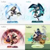 Keychains 16cm Game Genshin Impact Lyney Freminet Lynette Cosplay Akrylfigur Stand Modell Plate Desk Decor Standing Sign Sign