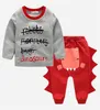 Одежда из 2 предметов для новорожденных, одежда для маленьких мальчиков, футболка, топы, брюки, осенняя одежда с динозавром для мальчиков, Outfit265P9103193