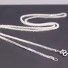 Pendants Fine 999 Pure Silver Necklace For Women 2mm Width Wheat Link 22inch Length Sweater Chain 6-7g