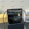 22 Mini Junk Designer Women Bag na ramiona 22 cm Złoty sprzęt metalowy zapięcie luksusowa moneta monety Matelasse łańcuch crossbody torebka torebka torebki torebki obiadowe vintage