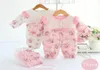 Carino neonato neonate pagliaccetto inverno neonata abbigliamento set abiti vintage pizzo floreale cappotto bambino corredino caldo296J7125836