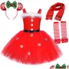 Girl'S Dresses Girls Dresses Christmas Santa Claus Costumes For Xmas Tutu Dress Outfit Kids Year Princess Children Miss Clothes Drop D Dh5Yp