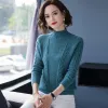 Pullovers Fdfklak 2023 Autumn Winter Thick Sweaters New Half High Neck Warm Bottoming Shirt Wool Pullover Tops Women Pull Femme S3XL