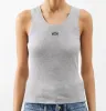 Kadın Tankları Camis Anagram-Embroidered Pamuk Karışık Tank Top Şort Tasarımı Tişörtler Takım Örgü Femme Kırpılmış Jersey Ladies Tees Üstleri Beyaz Siyah Gri A13