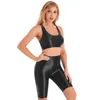 BRAS SETS Womens Two-Piece Outfit Workout Sportwear Glossy U Neck Sleeveless Gym Sports Crop Tank Top High midje Shorts Sexig underkläderuppsättning