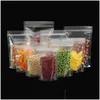 Venta al por mayor Clear Stand Up Bolsas de embalaje de plástico A prueba de olores transparentes para hierbas secas Snack Food Grano de café Frutos secos Kernels Chris Dhgzn