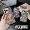 3D -blommafodral för iPhone 15 Plus 14 Pro Max 13 12 11 X XR XS 8 7 Luxury Bling Diamond Floral Crystal Hard Acrylic PC Plastic Soft TPU Rhinestone Lady Women Phone Back Cover Cover