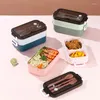 Louça MeyJig Bento Box Microwavable Almoço de 2 camadas com utensílios de mesa recipiente à prova de vazamento 1050ml