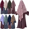 Etnische kleding drie lagen Khimar met Niqab islamitische lange stropdas terug overhead gebed instant hijaabs Eid Ramadan hoofdtooi gewaden sjaals