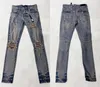 Jeans da uomo Jeans firmati Jeans da uomo Pantaloni da uomo Slim Fit Ricami elastici Moda stile jeans Cat Whisker Whitening Jeans da uomo con buco rotto Stesso stile Alta qualità