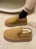 Slippers Flat Shoes Female Winter Woman Slipper Pantofle Med 2024 Rome Basic Fabric PU Rubber Shearling Woma