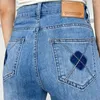 Kvinnors jeans hög midja fotled rakt ben 2024 sommar i denim byxor koreanskt mode