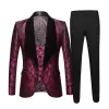 SUITS 2023 Nuova festa di matrimonio da uomo Abito Jacquard Abito 3 pezzi Black / Red / White Fashi