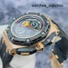 Antique Watch Tourbillon Na rękawe zegarek AP Straż Royal Oak Offshore Series 26290ro Wykuty pierścień węglowy 18K Rose Gold Material Timing Automatyczne mechaniczne męskie męże W