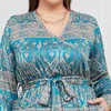 Ethnic Clothing Middle East Muslim Printed Maxi Dress Caftan Dubai Loose Casual Women Arabic Abaya Islamic Ramadan Robe Plus