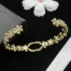 Luksusowa bransoletka kwiat urok bransoletka moda biżuteria złota sliver diament męskie męskie damskie otwarte miłośnik Boguń dar świąteczny para biżuteria