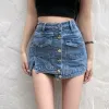 Jeans Streetwear Kadınlar Allmatching Single Breasted Denim Şort Kadın Moda Yüksek Bel Zayıflama Geniş Bacak Jean Kısa Pantolon 2023