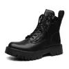 Boots Mens Fashion Original Leather Black Stylish Platform Shoes Party Prom Dress Cowboy Ankle Boot Handsome Motorcycle Botas