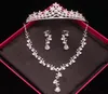 Top Bridal Jewelry Set Three Piece Crown Earring Halsbandsmycken Bling Bling Wedding Party Accessories7217479