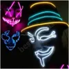 Parti Maskeleri Toptan 10 Renk V Vendetta Led Glow Mask Maskara Luminosa Cadılar Bayramı Masquerade Dans Dekorasyon Drop Teslimat Dhog7