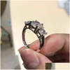 Bröllopsringar LESF 925 Sterling Sier Womens Ring 3 Stones 2 Karat rundade Sona Simated Diamond Engagement 211217 Drop Delivery Jew DHCDG