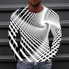 Moda masculina de manga comprida em torno do pescoço camiseta 3D impressão criativa spin gráfico camisetas Street Mens roupas y2k tops 240226