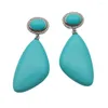 Boucles d'oreilles YYGEM 18x31mm bleu Turquoise forme Triangle bijoux géométriques pour femmes