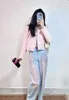 Chan 2024 여자를위한 재킷 트위드 핑크 핑크 뉴 여자 코트 재킷 여성 트위드 자켓 디자이너 재킷 여자 여자 코트 디자이너 옷 여자 어머니의 날 선물