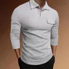 T-shirts pour hommes Mode Casual Manches courtes Revers Chemise de couleur unie Tops Henley