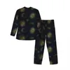 Nachtkleding voor heren Magisch symbool Pyjama Man Goud Maan Zon Sterren Schattig Kamer Nachtkleding Herfst 2 stuks Casual Oversized Aangepaste set