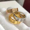 Klassieke Cartres-ring V-goud High Edition LOVE Wide Three Diamond Womens 18K Rose Gold Fashion