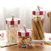 Storage Bottles Airtight Jar Carousel Biscuit Coffee Moisture-proof Transparent Tank Glass Candy Box LH