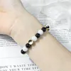 Bracelet en pierre de porcelaine blanche et Onyx noir, brin à la mode pour femmes et hommes, Tai Chi Yin Yang amoureux, bijoux de Yoga, cadeau