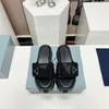 Leather Footbed Woman slide Sandals Logo Flat FOAM RUBBER SANDAL Monolith brushed leather sandals foam light weight rubber lug tread sole 35-40